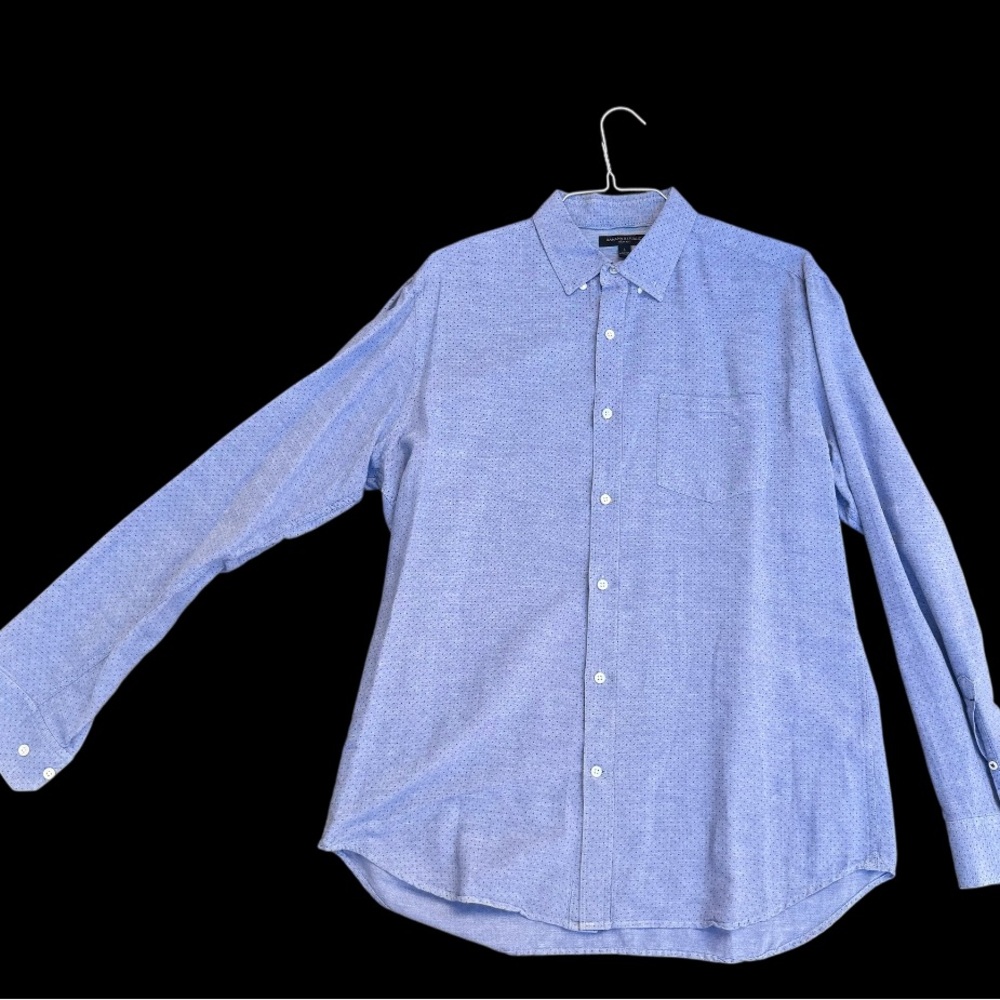 Banana Republic Light Blue Poko Dot Button Down Slim Fit Men’s Dress Shirt L